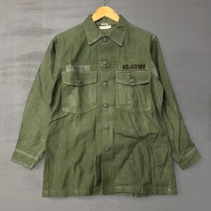 US Army Utility Shirt Green OG-107 Vintage Military Field Jacket 15.5x31